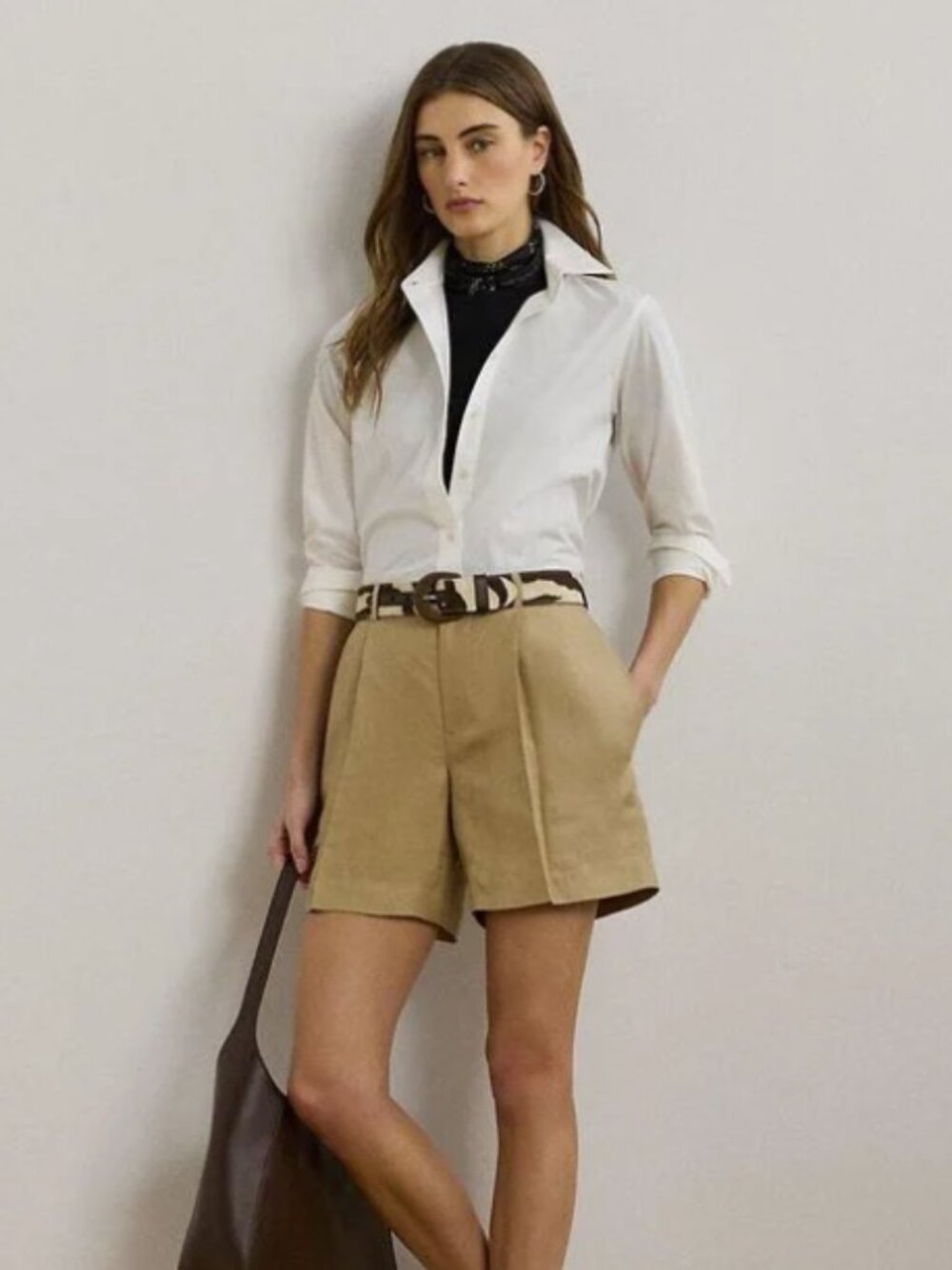 ISO Lauren Ralph Lauren Women's Pleated Double-Faced Shorts camel - size 4 or 6
